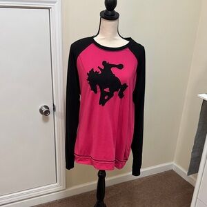 Cowgirl Tuff Fuchsia and Black Top size X-Large